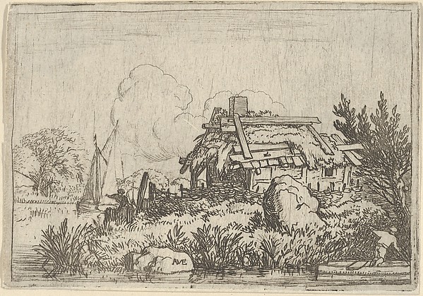 Allart van Everdingen, The Ruined Cottage, Surrounded by Water