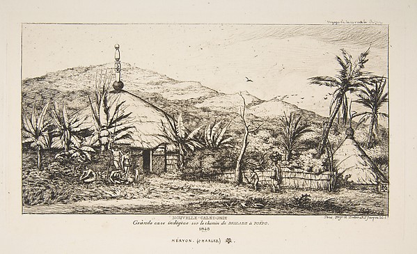 Charles Meryon, New Caledonia: Large native hut on the road from Balade to Puebo, 1845, from "The Voyage to New Zealand (1842–46)"