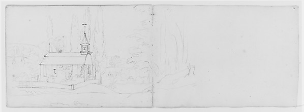 Asher Brown Durand, Landscape with Schoolhouse (from Sketchbook)