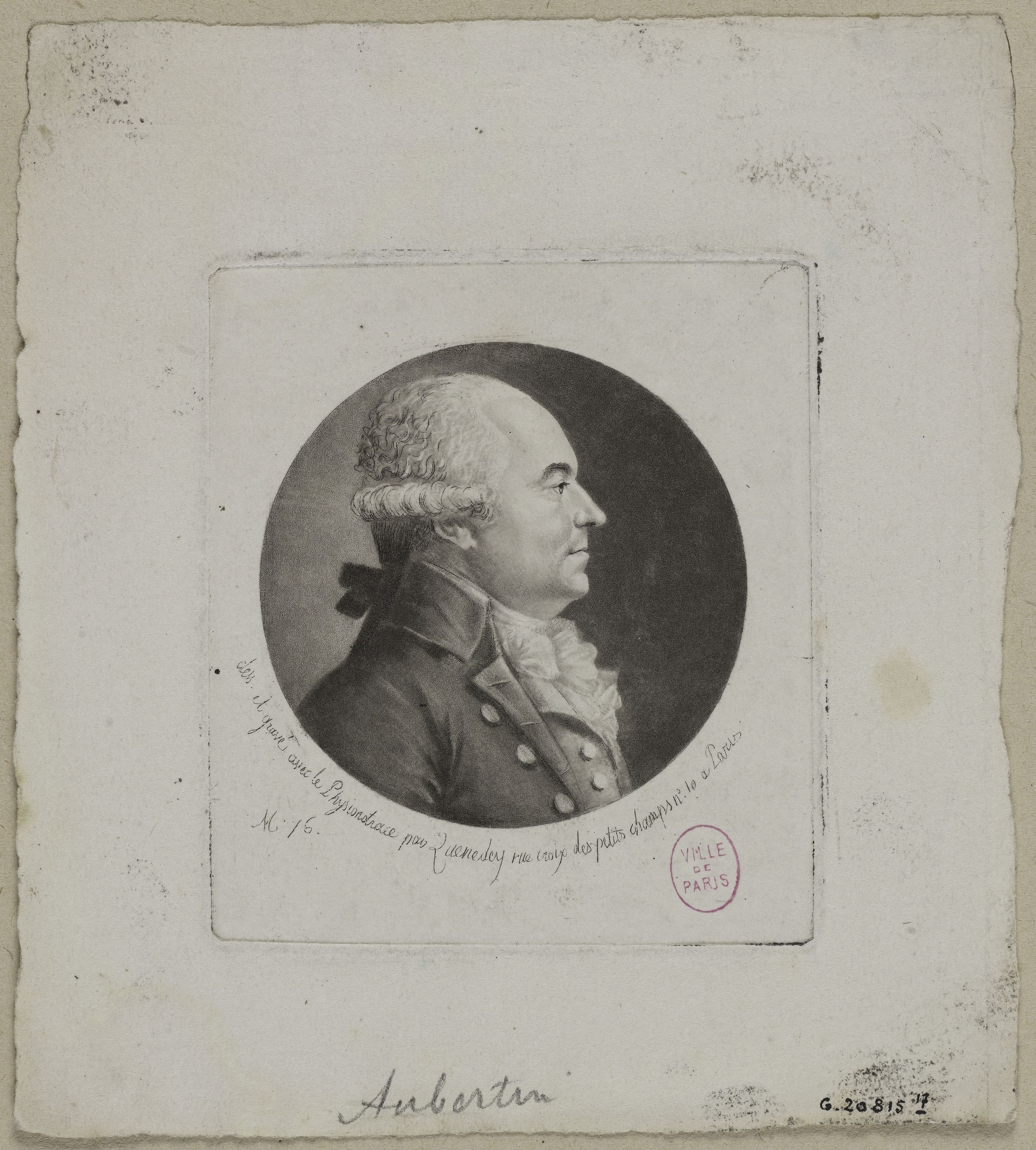 Edmé Quenedey, Portrait de Monsieur Aubertin