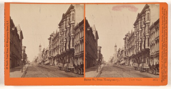 Carleton Watkins, Sutter St., from Montgomery, S.F. View west.