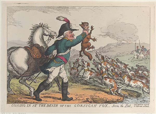 Thomas Rowlandson, Coming in at the Death of the Corsican Fox, Scene the Last