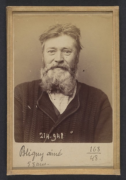 Alphonse Bertillon, Bligny. André, Eugène. 58 ans, né à Vincennes. Serrurier. Anarchiste. Fiché le 2/3/94.