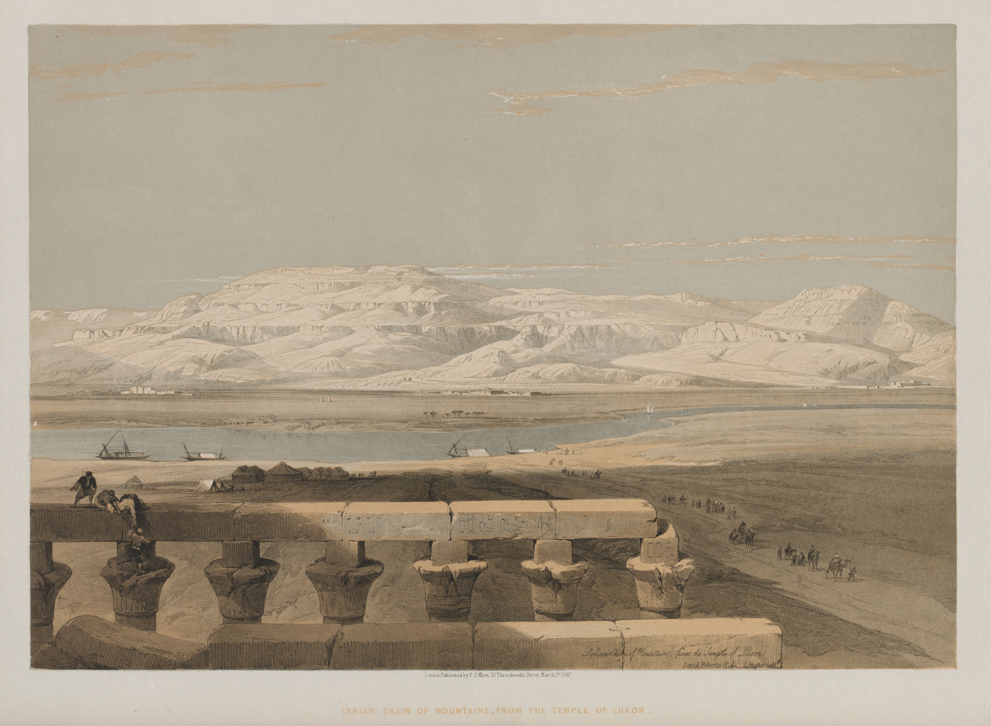 Louis Haghe, Egypt and Nubia, Volume I: Libyan Chain of Mountains, from the Temple of Luxor