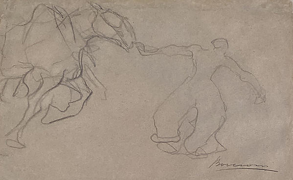 Umberto Boccioni, Man Leading a Horse (recto); Study of a Man (verso)