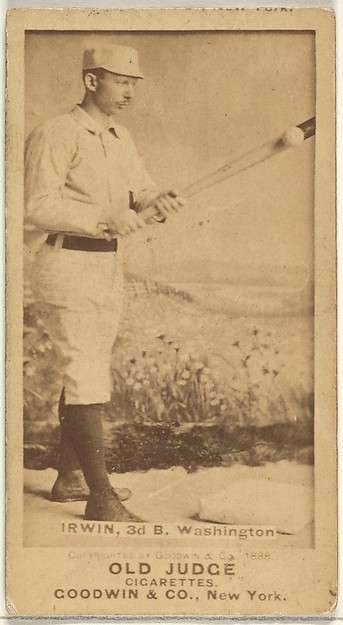 Goodwin & Company, John Irwin, 3rd Base, Washington Nationals, from the Old Judge series (N172) for Old Judge Cigarettes