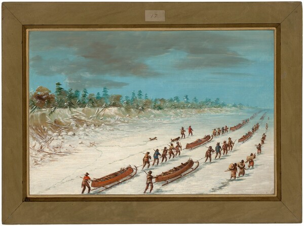 George Catlin, La Salle Crossing Lake Michigan on the Ice.  December 8, 1681