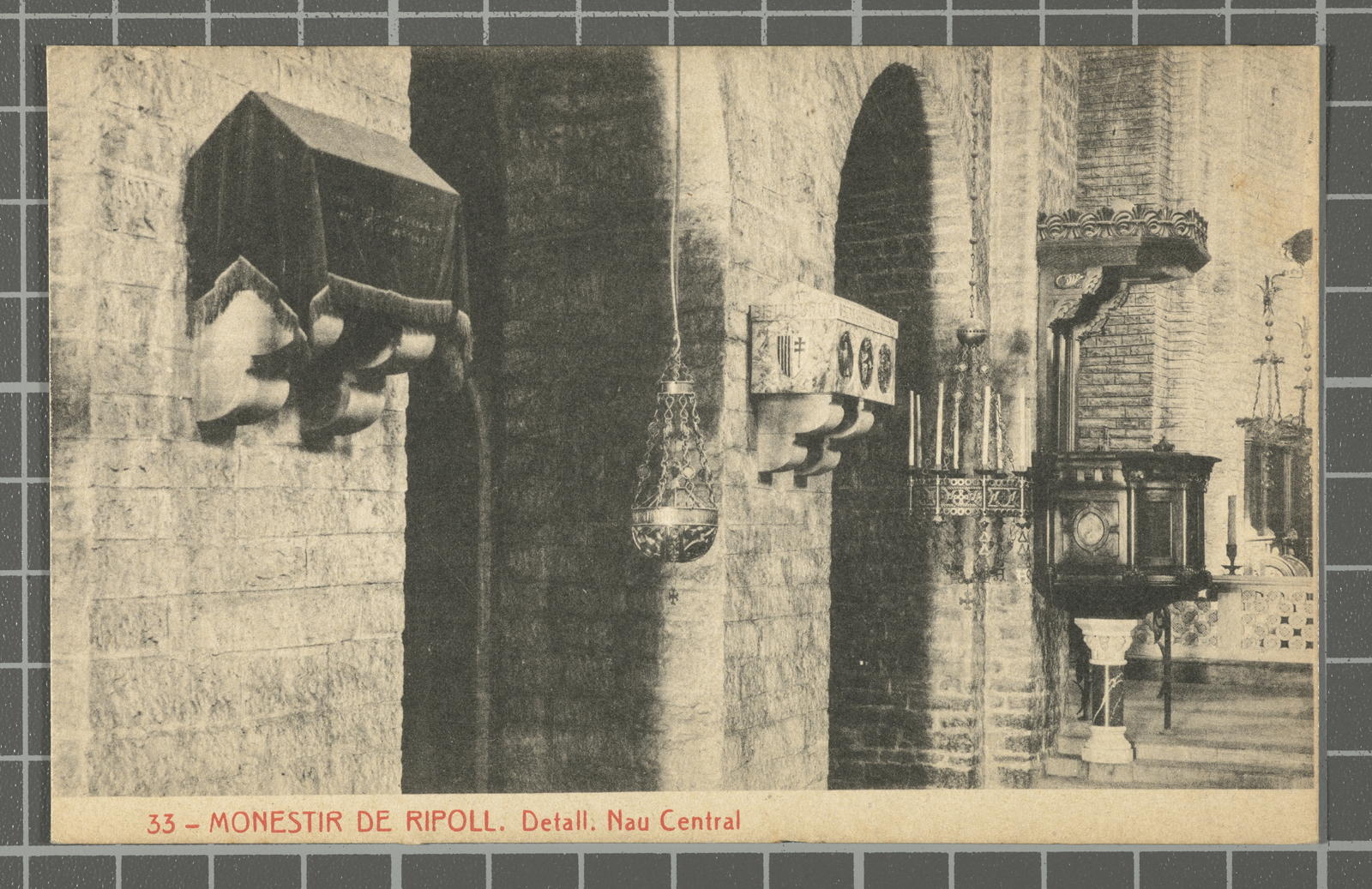 Desconegut, 33 - Monestir de Ripoll. Claustre. Detall. Nau Central