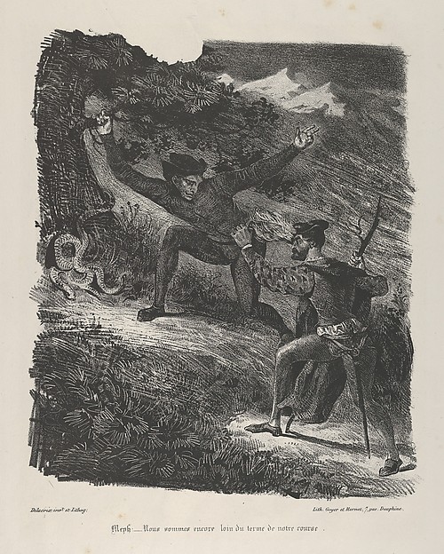 Eugène Delacroix, Faust and Mephistopheles in the Hartz Mountains, from Goethe's "Faust"