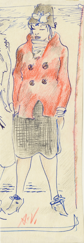 Ado (autor) Vabbe, Woman in red jacket
