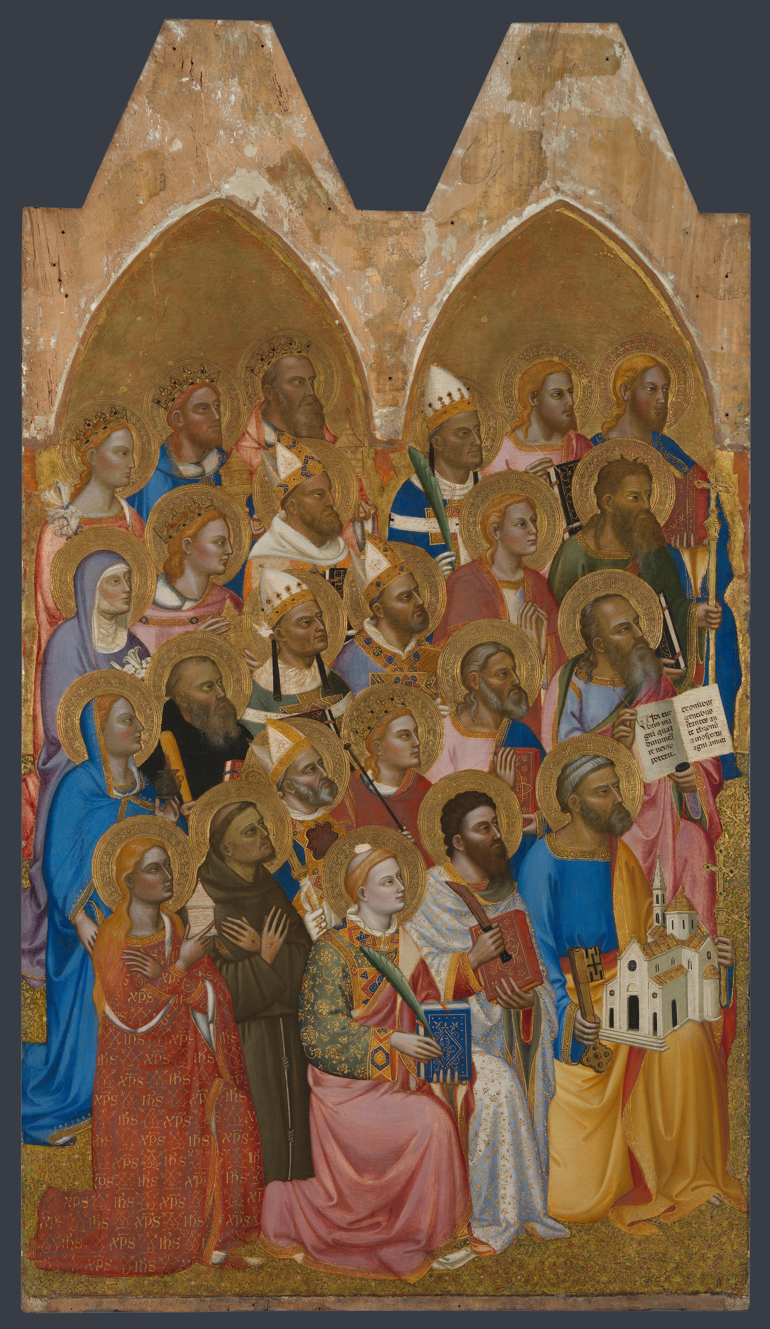 Jacopo di Cione, Adoring Saints: Left Main Tier Panel