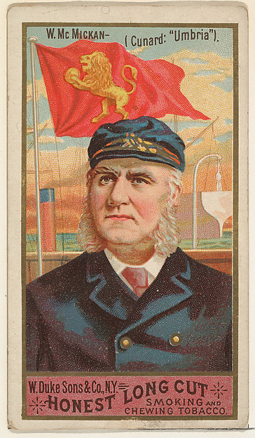 W. Duke, Sons & Co., W. McMickan, from the Sea Captains series (N127) issued by Duke Sons & Co. to promote Honest Long Cut Tobacco