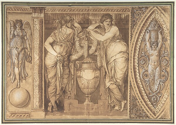 Giuseppe Cades, Design for a Frieze with Two Women Flanking an Urn