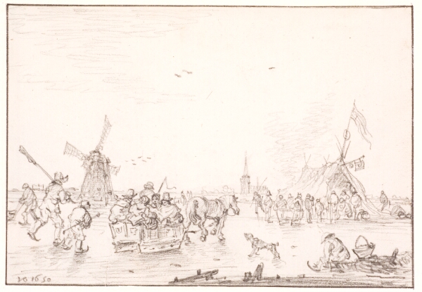 Jan Josefsz van Goyen, Vinterlandskab med skøjteløb og slædekørsel på isen