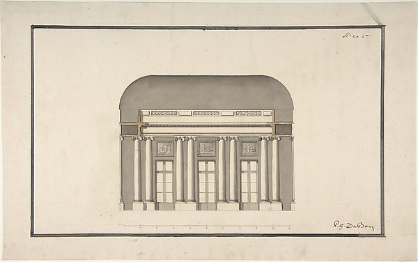 Anonymous, French, 18th century, Section of a Ballroom: Three Doorways between Sets of Two Columns
