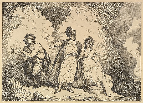 Thomas Rowlandson, Scene from the Tempest: Caliban, Prospero and Miranda