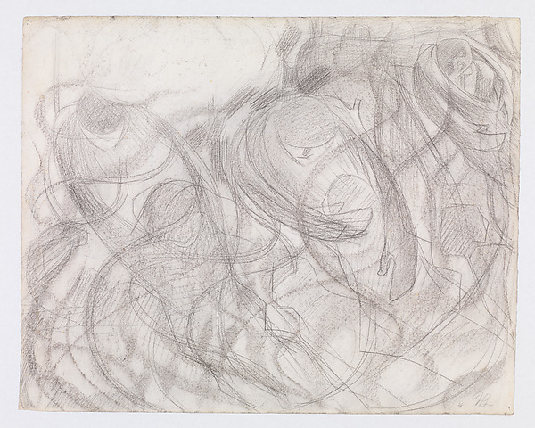 Umberto Boccioni, States of Mind: The Farewells (recto); Study for Female Figure (Ines) (verso)