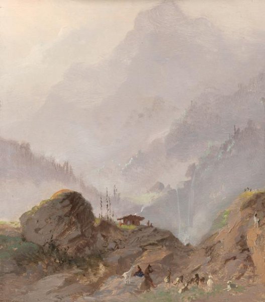 Johannes Tavenraat, Berglandschap in Tirol met gemzen