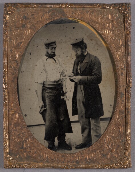 Unknown, [Portrait of Two Bearded Workmen]