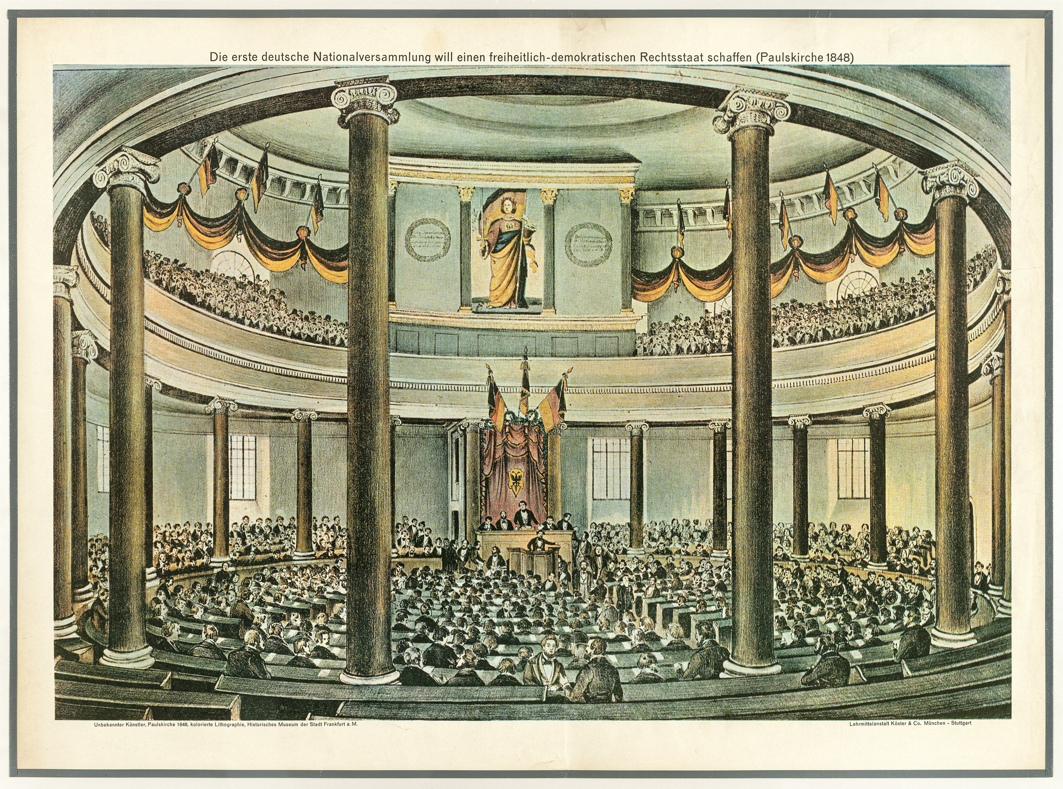 Lehrmittelanstalt Köster & Co, Schulwandbild "Die erste deutsche Nationalversammlung will einen freiheitlich-demokratischen Rechtsstaat schaffen (Paulskirche 1848)"