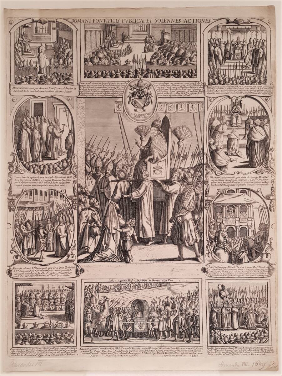 Anonym, Historische Szenen zur Wahl von Papst Alexander VIII. im Jahre 1689
