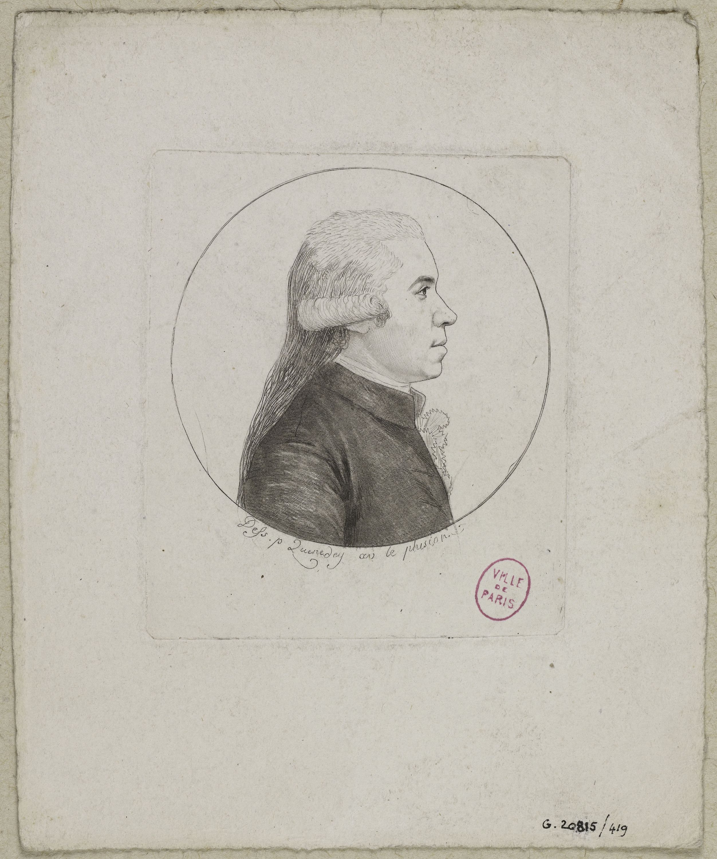 Edmé Quenedey, Portrait d'un homme, fin XVIIIème siècle/début XIXème siècle