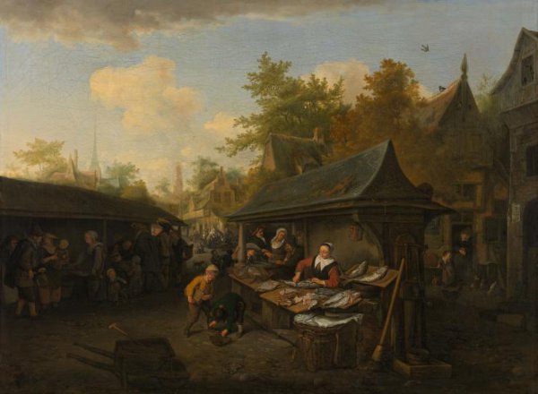 Cornelis Dusart, Fish Market