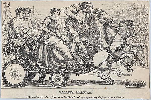 Anonymous, British, 19th century, Galatea Married – Restored by Mr. Punch from one of the Elgin Bas-Reliefs representing the fragment of a Wheel