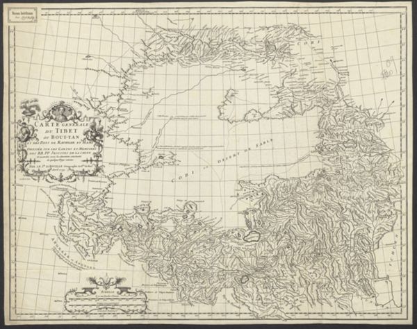Anville, Jean Baptiste Bourguignon d', (1697-1782) (cartographer), Carte generale du Thibet, ou Bout-tan et des Pays de Kashgar et Hami: Dressée sur les Cartes et Memoires des RR PP Jesuites de la Chine et accordée avec la situation constante de quelques pays voisins