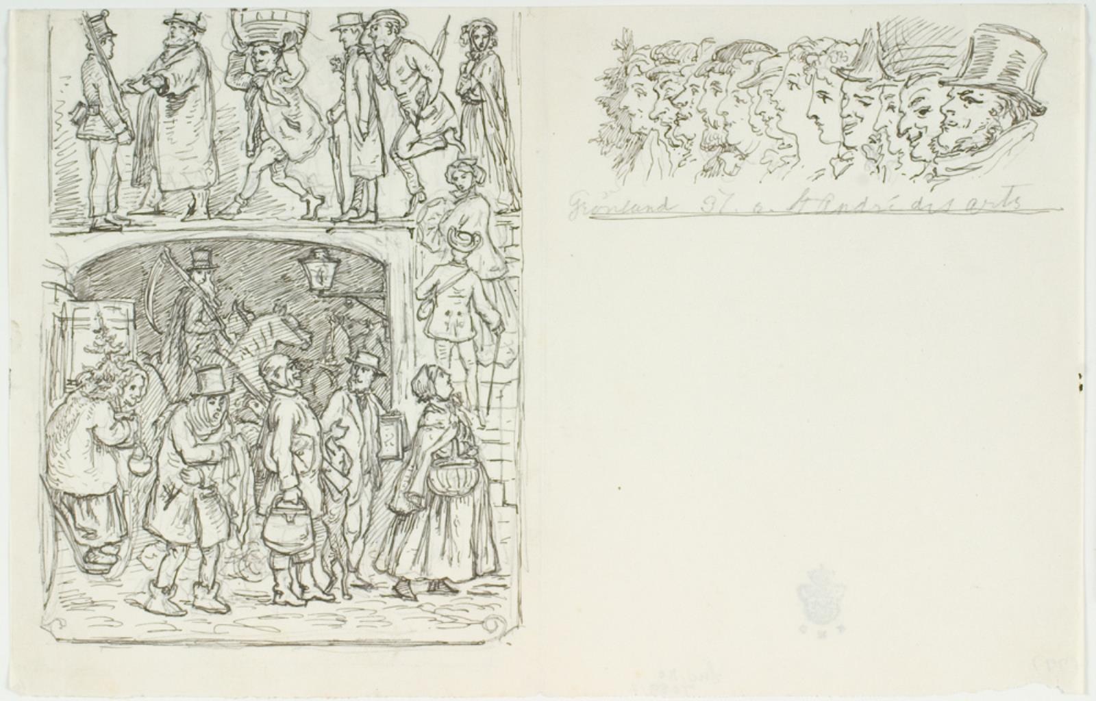 Lorenz Frølich, To illustrationsudkast til H.C. Andersen, Tolv med Posten