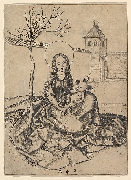 Martin Schongauer, The Madonna and Child in the Courtyard