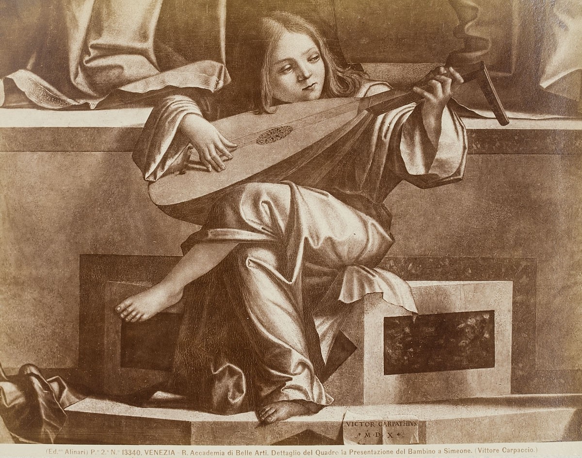 Fratelli Alinari, Musizierender Engel, Ausschnitt aus der „Darbringung des Jesuskindes im Tempel“ von Vittore Carpaccio, Gallerie dell’ Accademia, Venedig