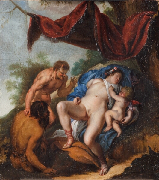Peter Paul Rubens, Sovende Venus med Cupido belures af satyrer