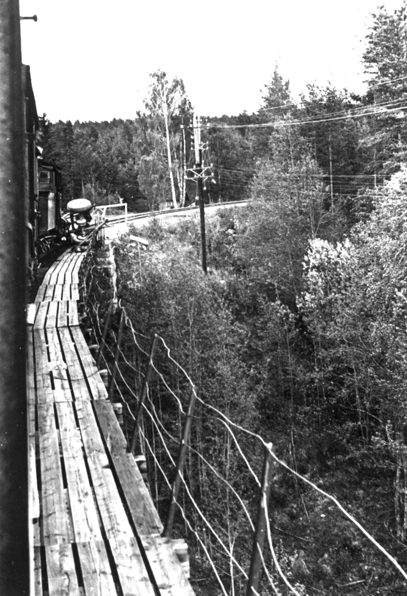 Anna Grostøl, Jernbanebro med tog. Sør for Røros, nord for Koppang, Hedmark 1939.