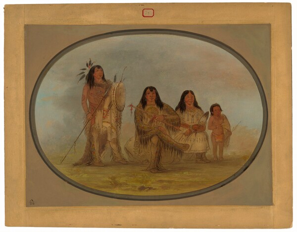 George Catlin, A Blackfoot Chief, His Wife, and a Medicine Man
