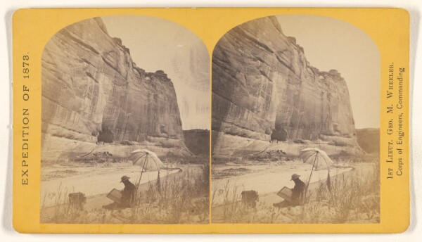 Timothy H. O'Sullivan, Distant view of Ancient Ruins in lower part of Canon de Chelle, N.M. Showing their position in the walls and elevation...