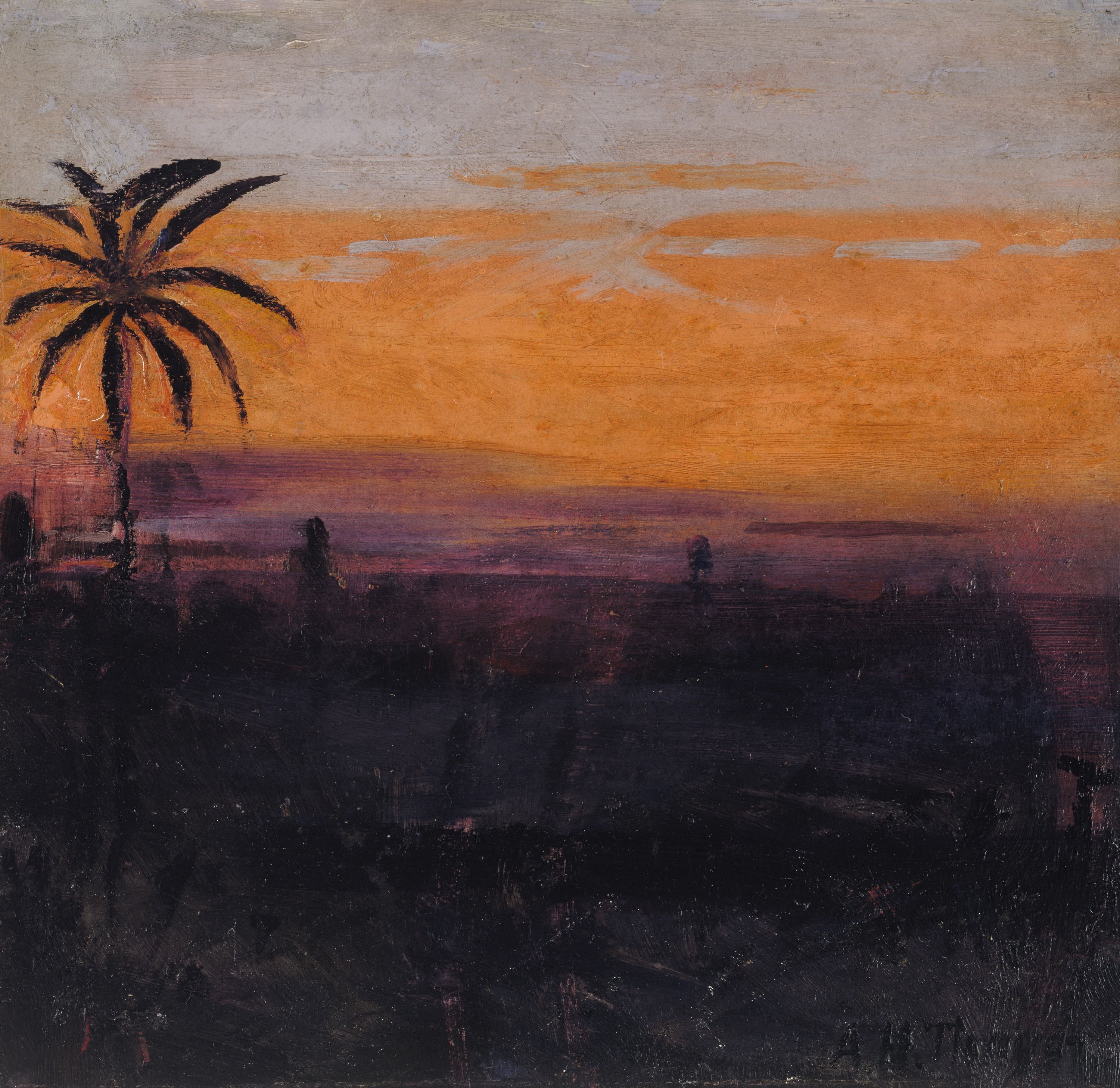 Abbott Handerson Thayer, The Sky Simulated by Red Flamingoes, study for book Concealing Coloration in the Animal Kingdom