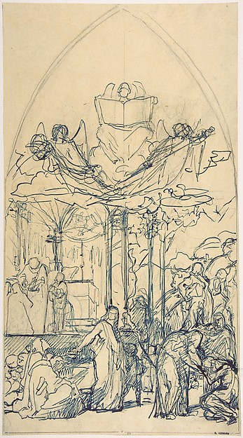 Henri Lehmann, Composition Study with Figures Distributing Bread