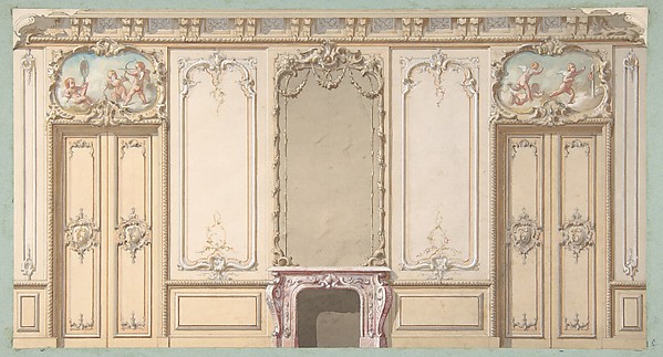 Jules-Edmond-Charles Lachaise, Elevation of a salon decorated in Louis XV style