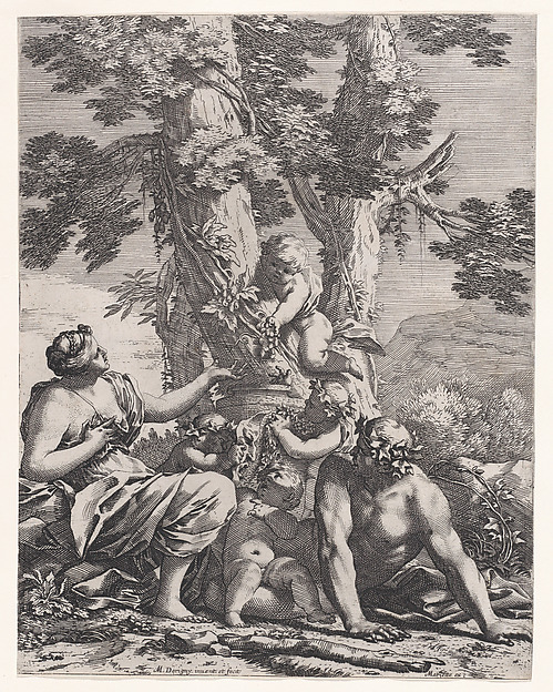 Michel Dorigny, Putti and bacchantes at the bottom of a tree