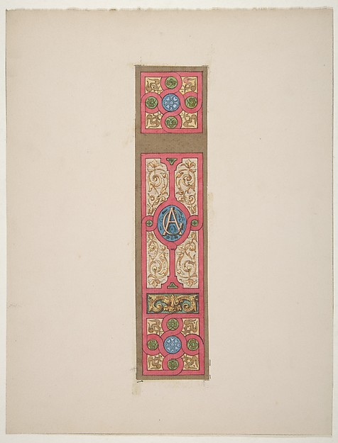 Jules-Edmond-Charles Lachaise, Design for the painted decoration of a wall of ceiling panel monogrammed "CA"