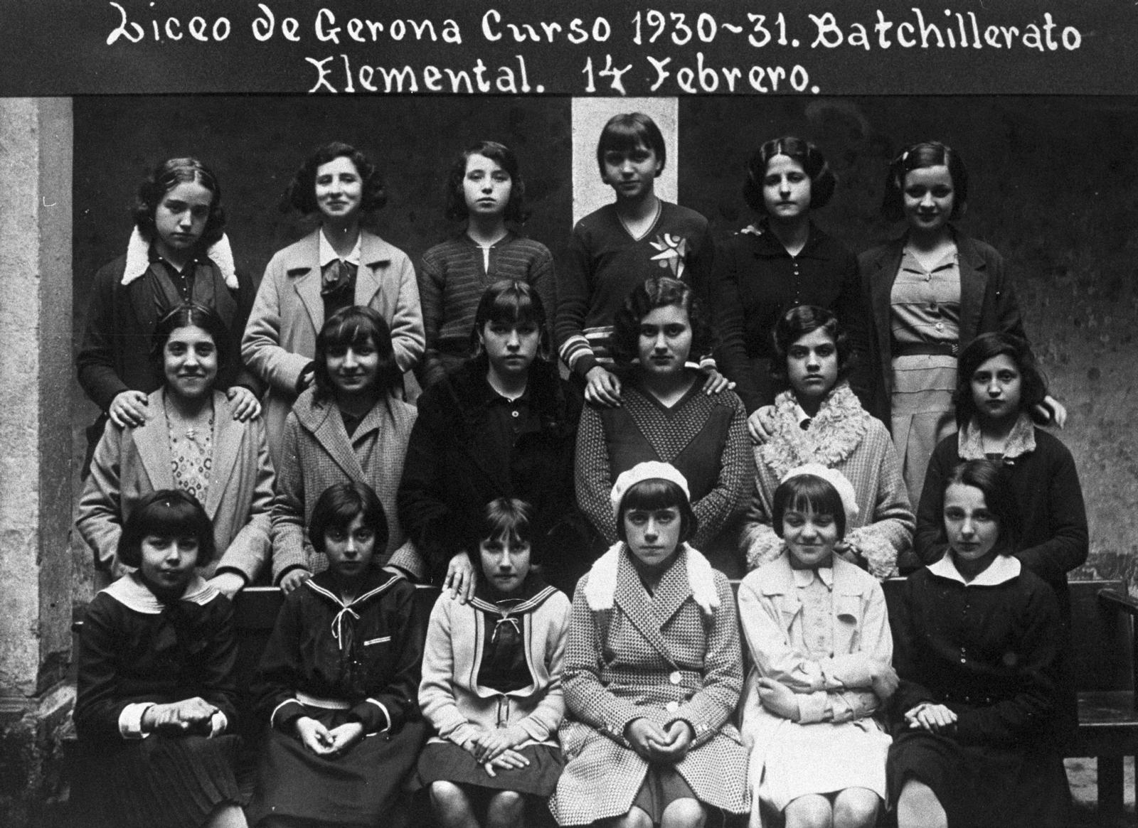 Desconegut, Liceo de Gerona. Course 1930-1931. Elemental Baccalaureate