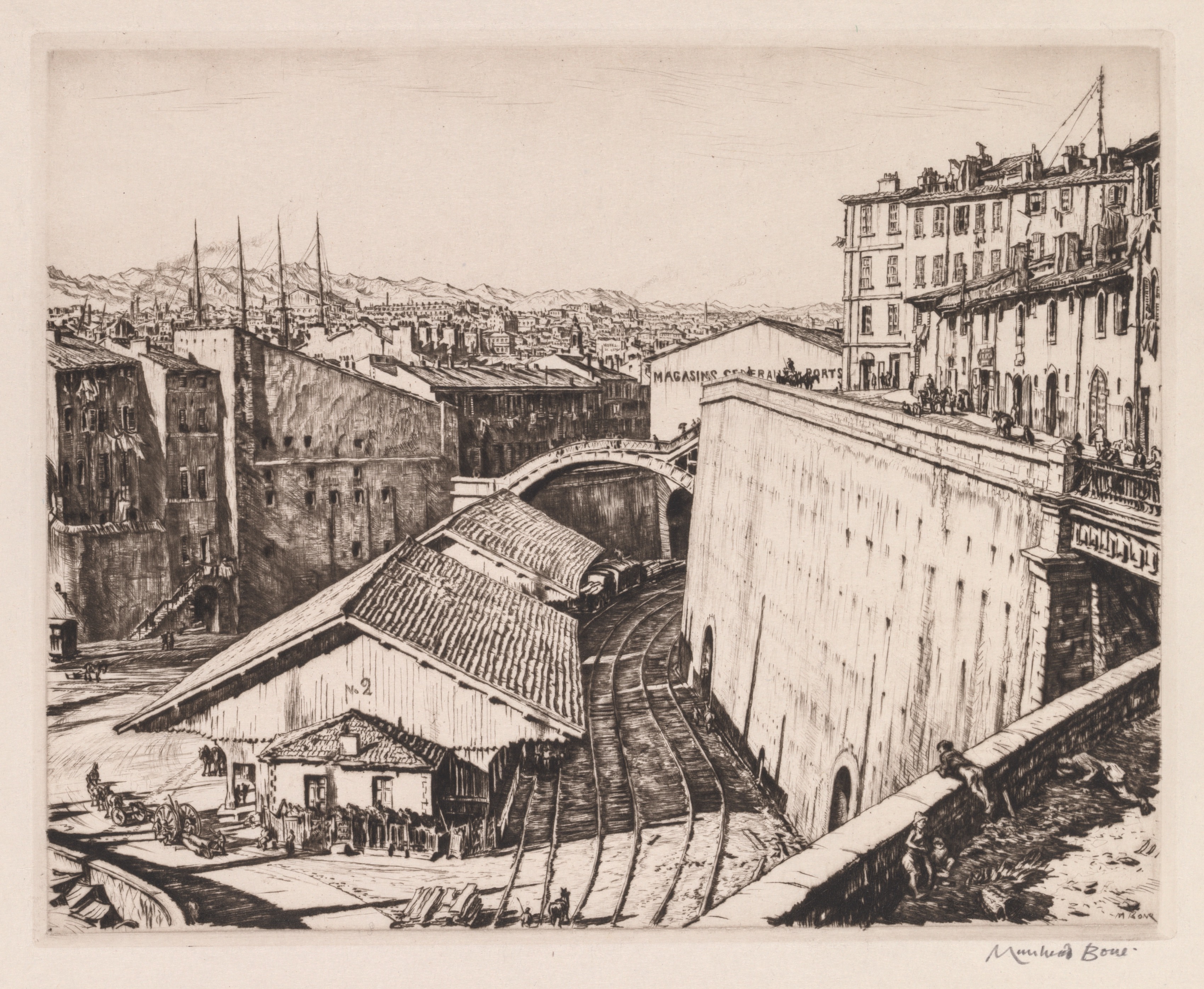 Muirhead Bone, Railway Sheds, Marseilles