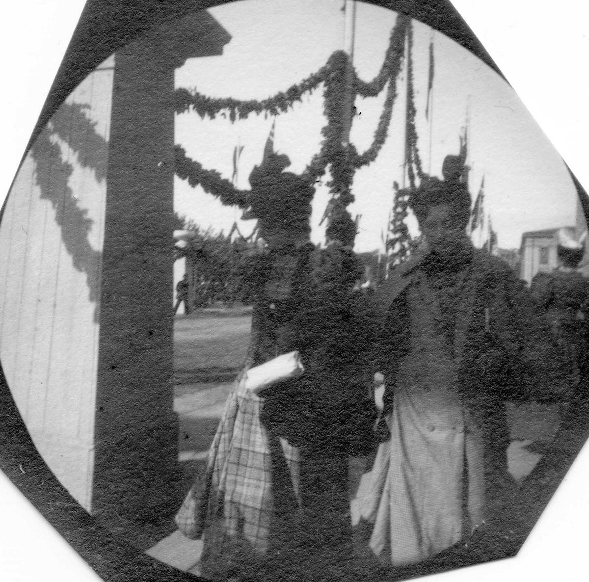 Fredrik Carl Mülertz Størmer, Fra Nansens hjemkomst, Oslo, etter første Framferd. Pyntet bygate, flagg og mennesker.