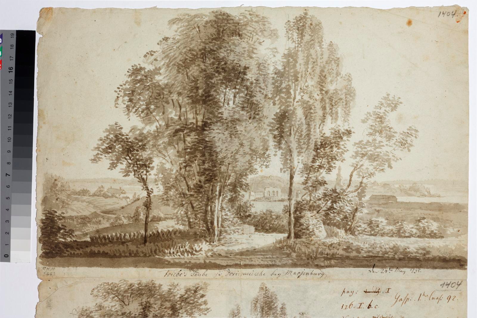 Johann Wilhelm (autor) Krause, Leafland near Marienburg (Alūksne)/Landscape with House