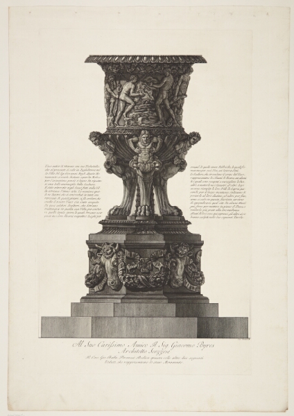 Giovanni Battista Piranesi, Marmorvase med sokkel fra Hadrians Villa, Tivoli