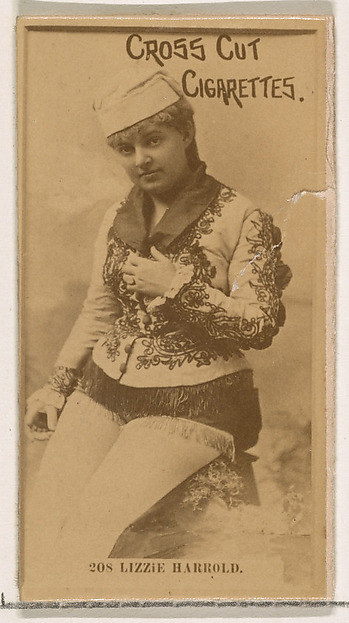 W. Duke, Sons & Co., Card Number 208, Lizzie Harrold, from the Actors and Actresses series (N145-2) issued by Duke Sons & Co. to promote Cross Cut Cigarettes