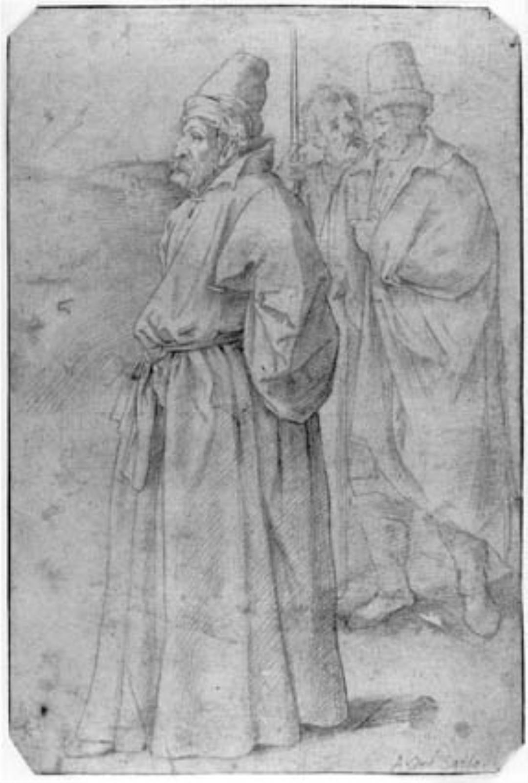 Giorgio Vasari, En mand i tyrkisk dragt og to mænd, der konverserer