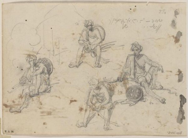 George Chinnery, Four drawings of an Indian chowkidar
