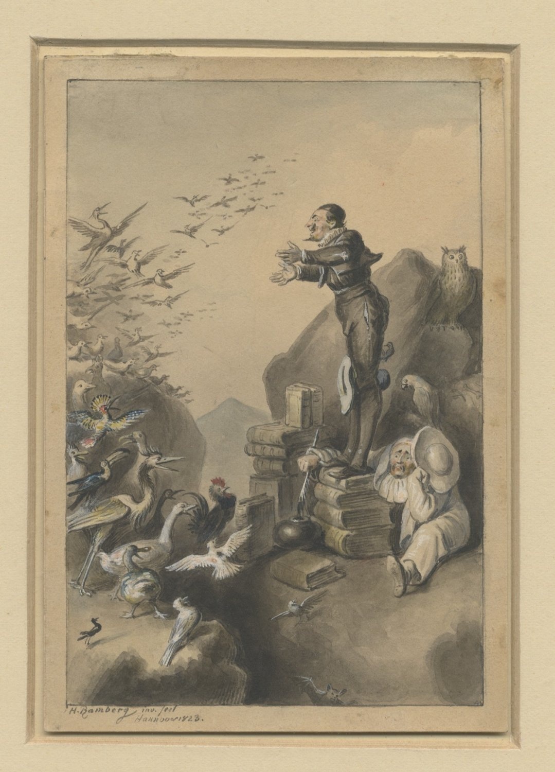 Johann Heinrich Ramberg, Treufreund zu den Vögeln sprechend